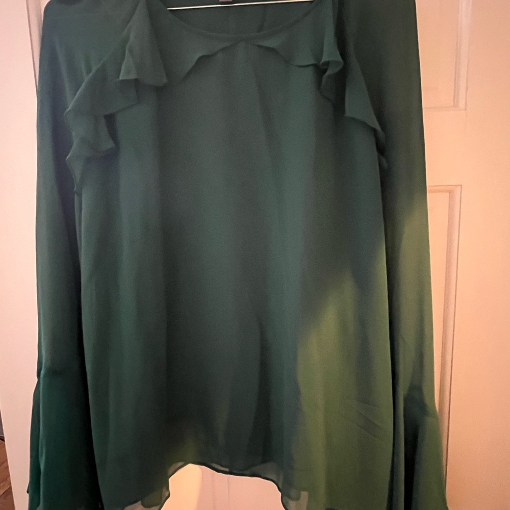 Chelsea28 Ruffled Green Blouse